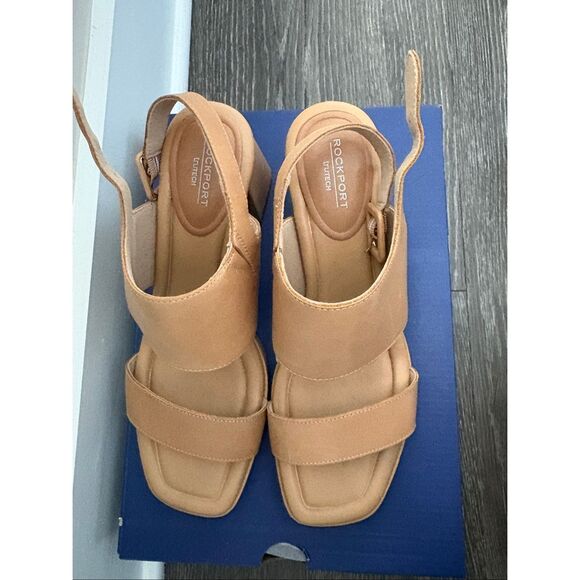 Rockport Aueriela 2 Band Sand Strappy Sandal Block Heels Size 8.5 - Picture 6 of 10